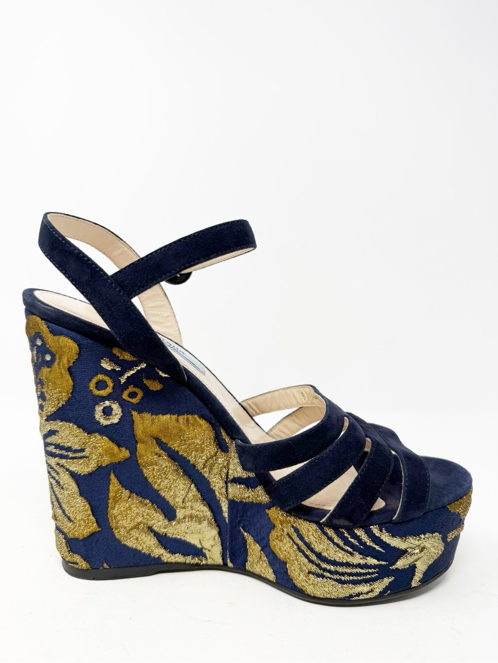 Prada Brocade Platform Wedge Sandals Womens Size EU 37.5 - Picture 7 of 12